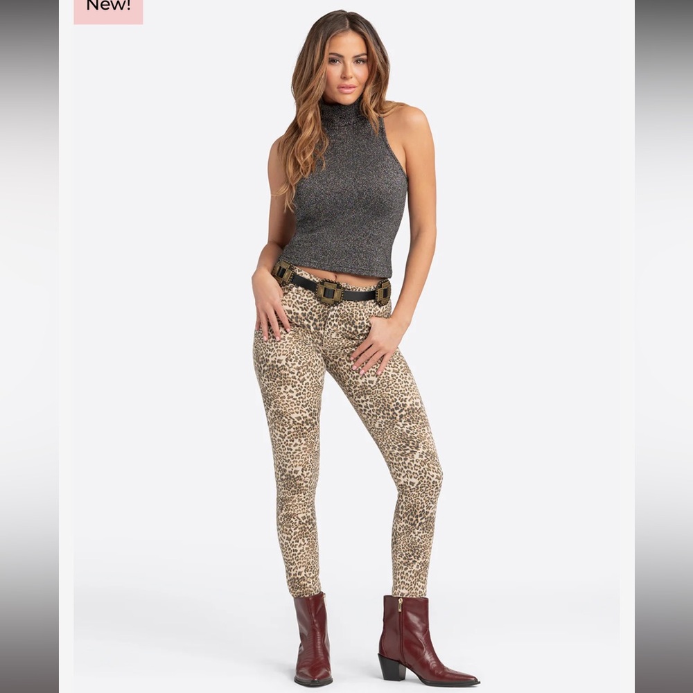 Jessica Simpson 2.0 Debbie high rise skinny jeans in seed pearl - leopard animal